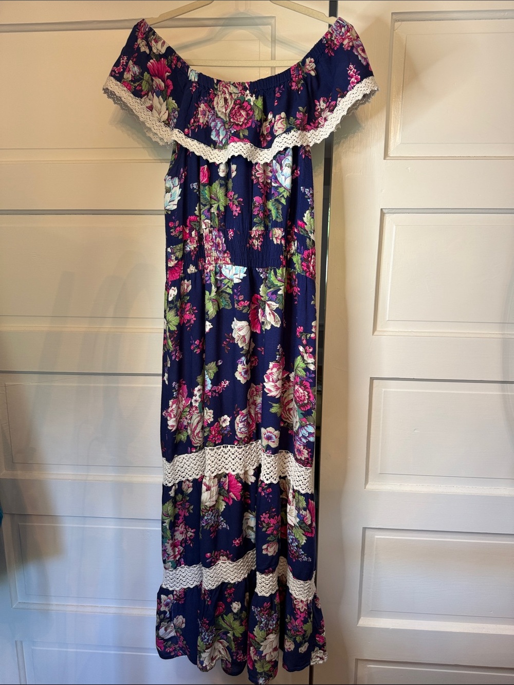 Magic Floral Off Shoulder Prairie Maxi Dress Cottagecore Boho 1X